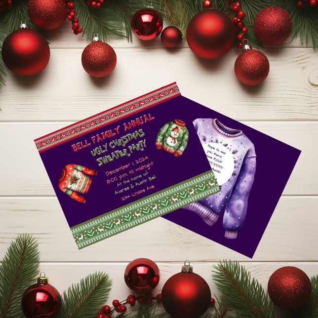 Convite de festas de Suéter de Natal Feio (Criador carregado)