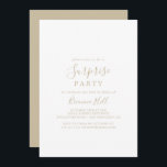 Convite de festas de surpresa simples e Dourada<br><div class="desc">Este simples convite de festas de surpresa minimalista é perfeito para um aniversário moderno,  aposentadoria ou qualquer festa surpresa. O design simples e elegante apresenta a tipografia clássica e de rico em ouro.</div>