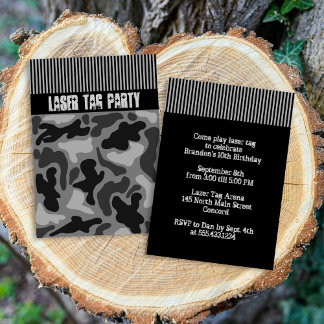 Convite de festas de Tag Laser Camo Preto do Garot