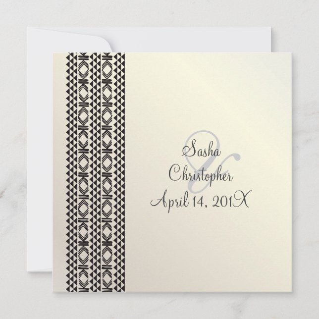 Convite de festas de Tatuagem Havaiana/preto + bra (Frente)