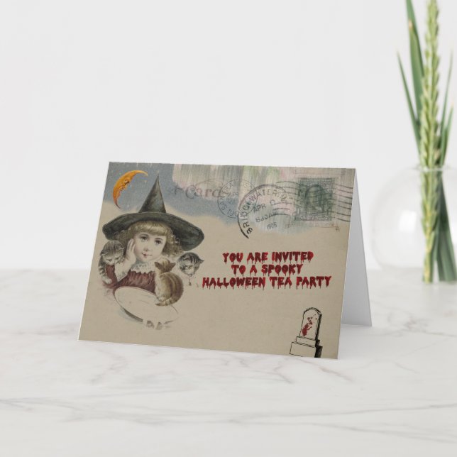 Convite de festas de Tea Halloween (Frente)