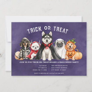 Convite de festas de Trick ou Tratar Cães de Hallo