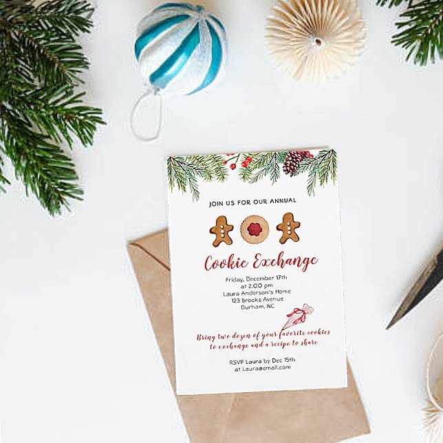 Convite de festas de troca Cookie do Gingerbird ma (Criador carregado)