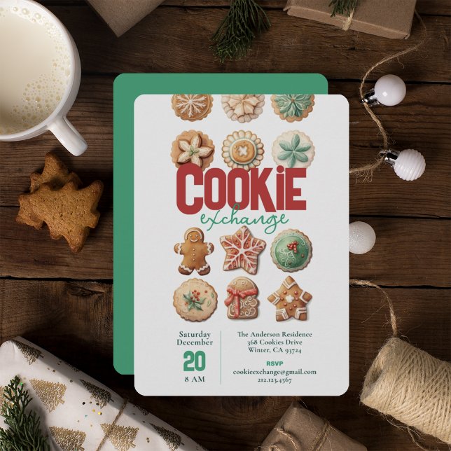 Convite de festas de troca de cookies de Natal (Criador carregado)