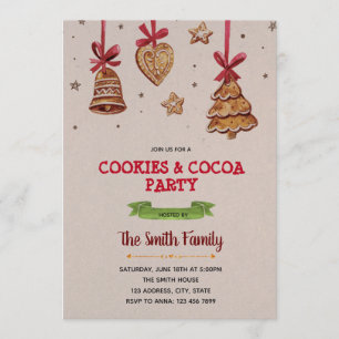 Convite de festas de troca de cookies de Natal