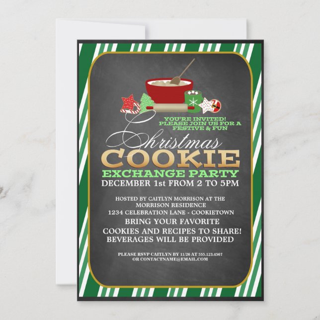 Convite de festas de troca de cookies de Natal div (Frente)