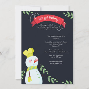Convite de festas de Troca de Cookies Snowman Bake