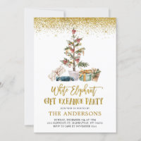 Convite de festas de Troca de Ofertas de Elefante 