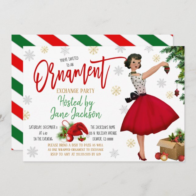 Convite de festas de troca de pedidos de férias (Frente/Verso)