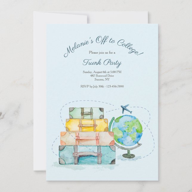 Convite de festas de tronco estudante (Frente)