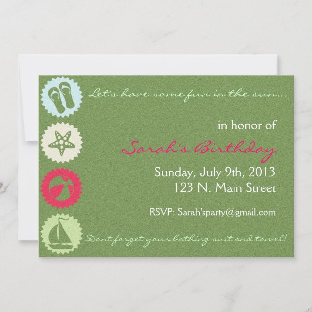 Convite de festas de Verão (Frente)