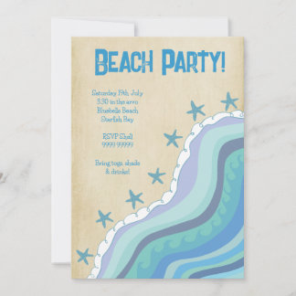 Convite de festas de Verão Blue Beach Waves Starfi