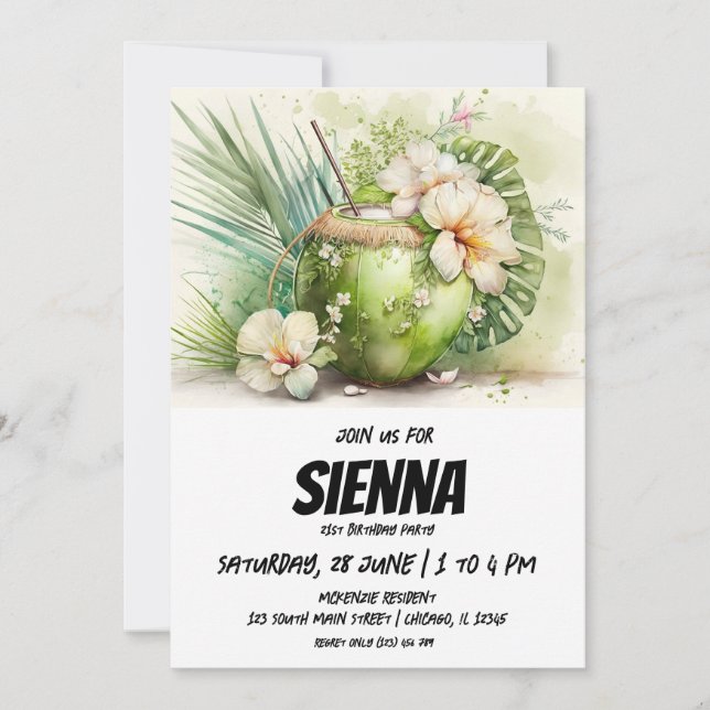 Convite de festas de Verão de Praia (Frente)