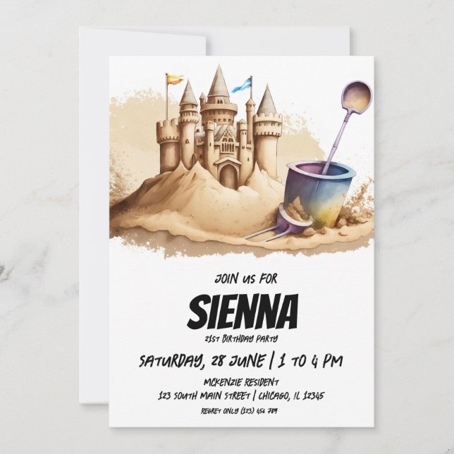 Convite de festas de Verão de Praia (Frente)