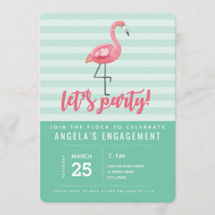Convite de festas de Verão Flamingo Rosa