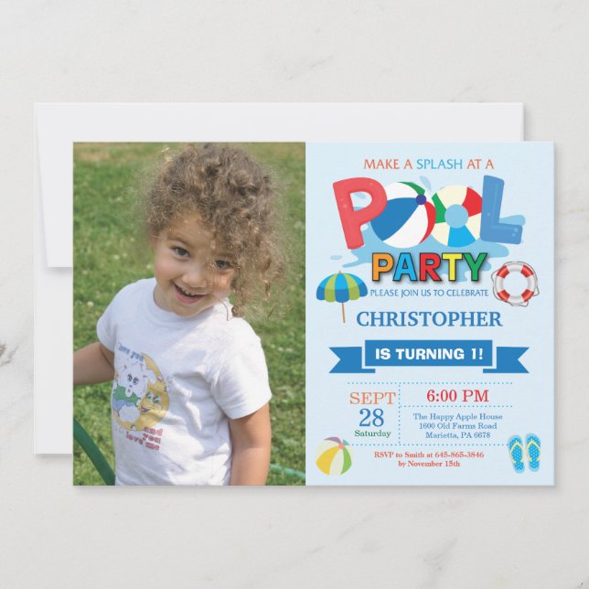 Convite de festas de Verão, Piscina de abertura (Frente)