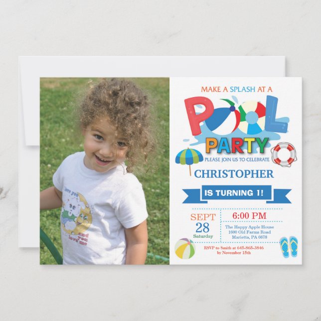 Convite de festas de Verão, Splash Boy (Frente)