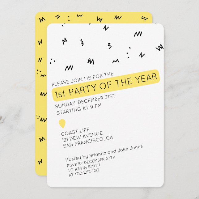 Convite de festas de Véspera de ano novo divertida (Frente/Verso)