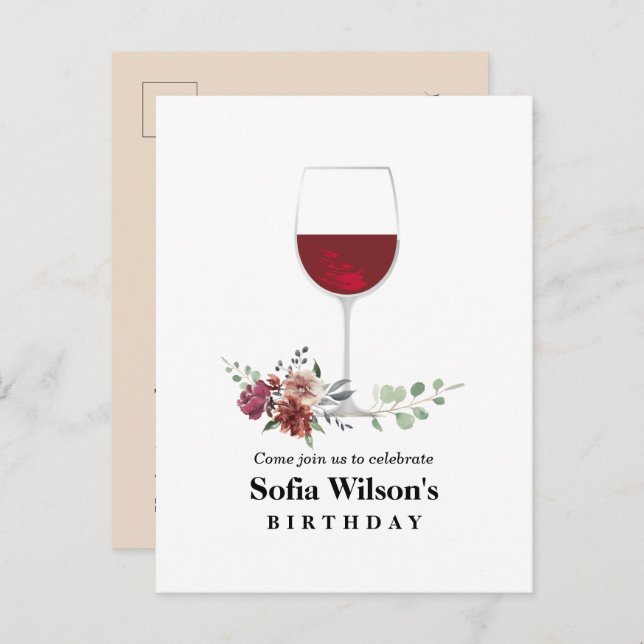 convite de festas de vinho adulto (Frente/Verso)