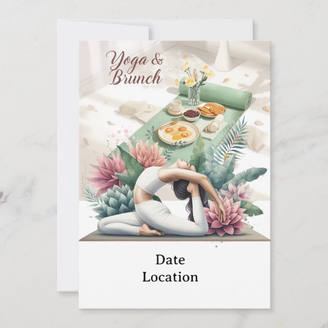Convite de festas de Yoga e Brunch (Frente)