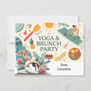 Convite de festas de Yoga e Brunch