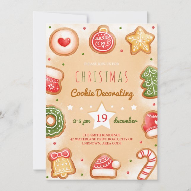 Convite de festas decorativo de biscoito de Natal (Frente)