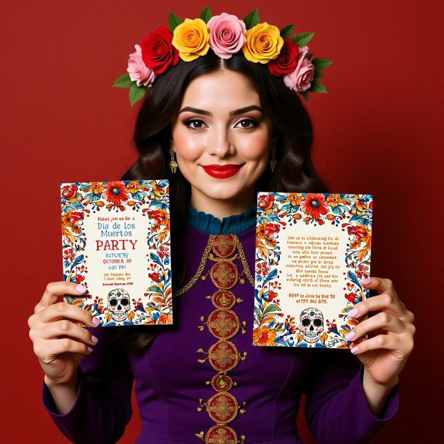 convite de festas Día de Muertos do 💀 Doodle ( Doodle style Día de Muertos Party Invitation)