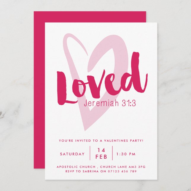 Convite de festas Dia de os namorados Cristão Amad (Frente/Verso)