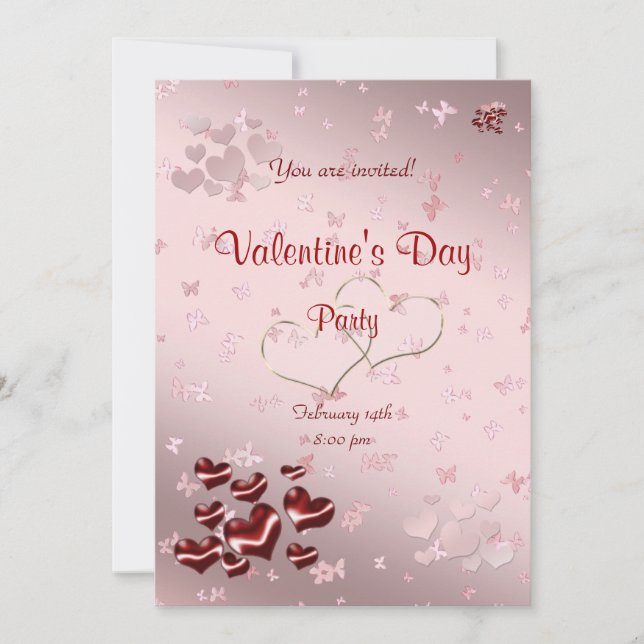 Convite de festas Dia de os namorados vermelho (Frente)