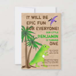 Convite de festas Dino Cute de Dinossaur Land