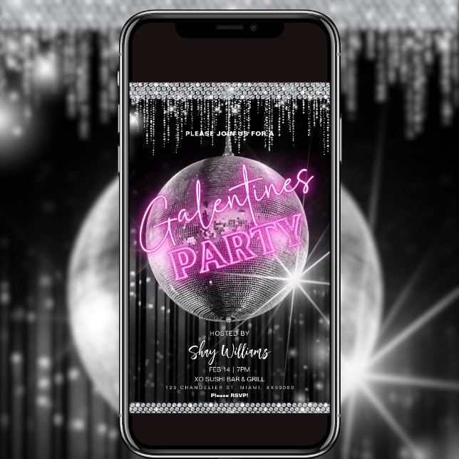 Convite de festas Disco Glam Galentine (Criador carregado)