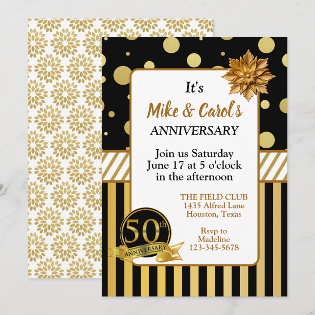 Convite de festas do 50º aniversário do Elegant (Frente/Verso)