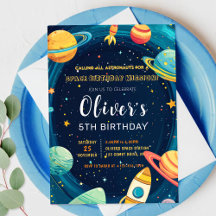 Convite de festas do Aniversário de criança Planet