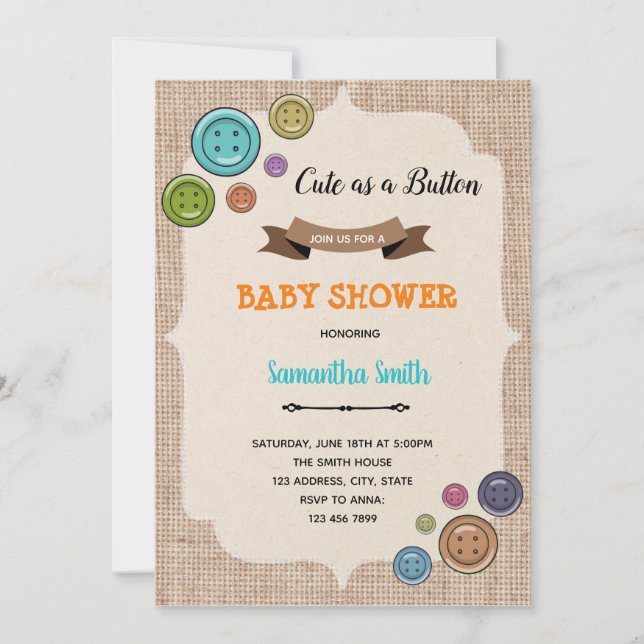 Convite de festas do botão 'Corte como' (Frente)