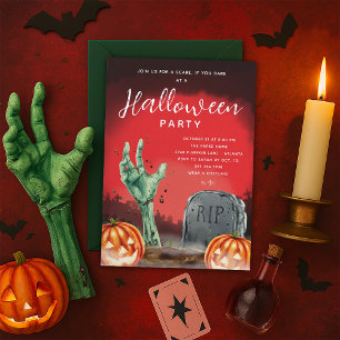 Convite de festas do Cemitério Zombie do Halloween
