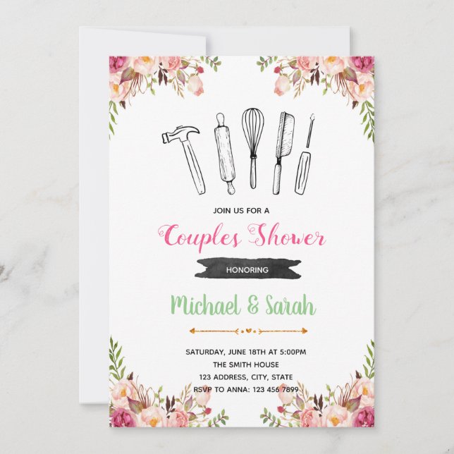 convite de festas do chá da ferramenta e do (Frente)