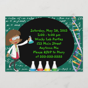 Convite de festas do cientista da menina do