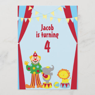 Convite de festas do Circo de Caricatura e Animais