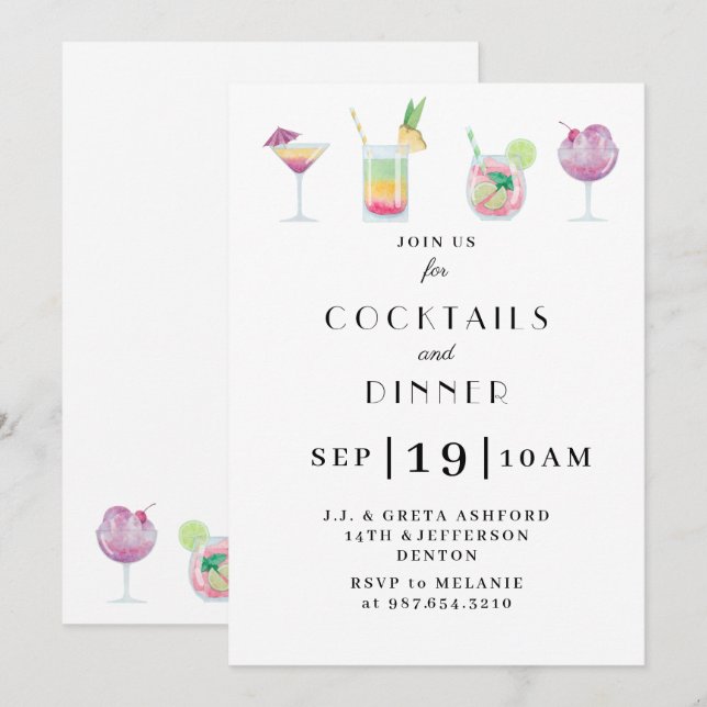 Convite de festas do cocktail e das bebidas (Frente/Verso)