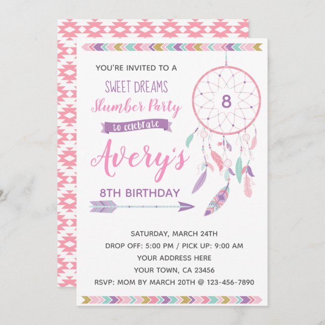 Convite de festas do descanso de Dreamcatcher (Frente/Verso)