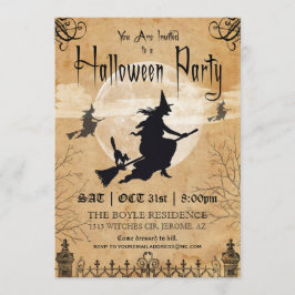 Convite de festas do Dia das Bruxas do vintage da