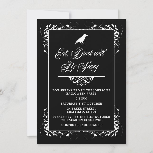 Convite de festas do Dia das Bruxas - o adulto (Frente)