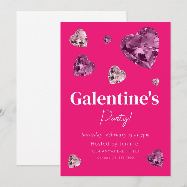 Convite de festas do Dia de Galentine (Frente/Verso)