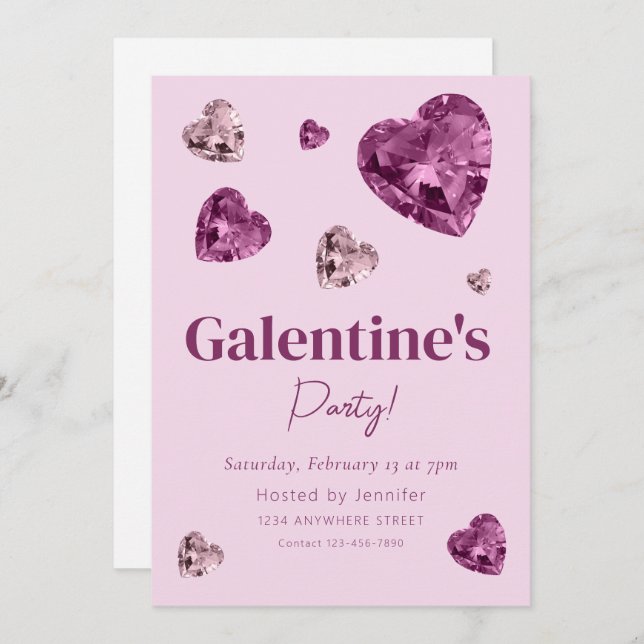 Convite de festas do Dia de Galentine (Frente/Verso)
