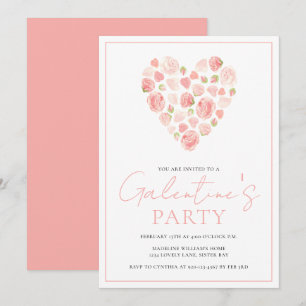 Convite de festas do dia de Galentine com coração 