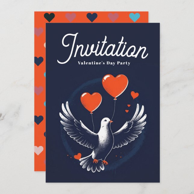 Convite de festas do dia de os namorados com códig (Frente/Verso)