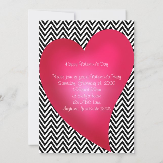 Convite de festas do Dia de os namorados Coração C (Frente)