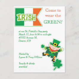 Convite de festas do Dia de São Patrício Leprechau