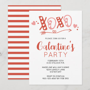 Convite de festas do Dia de XOXO Galentine