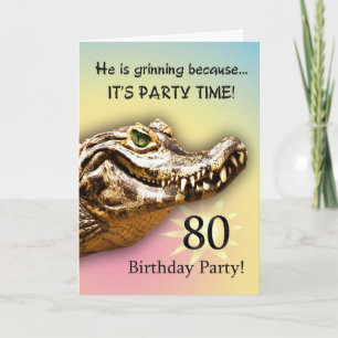 Convite de festas do gator sorridente